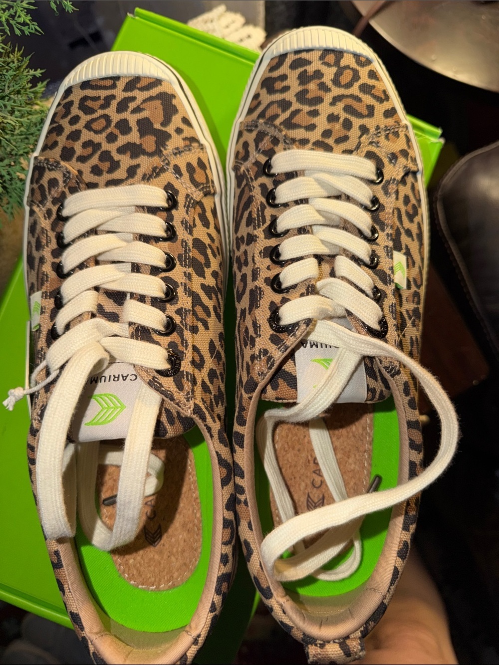 Cariuma Leopard Print Canvas Sneakers in Brown and Cream - Picture 4 of 7